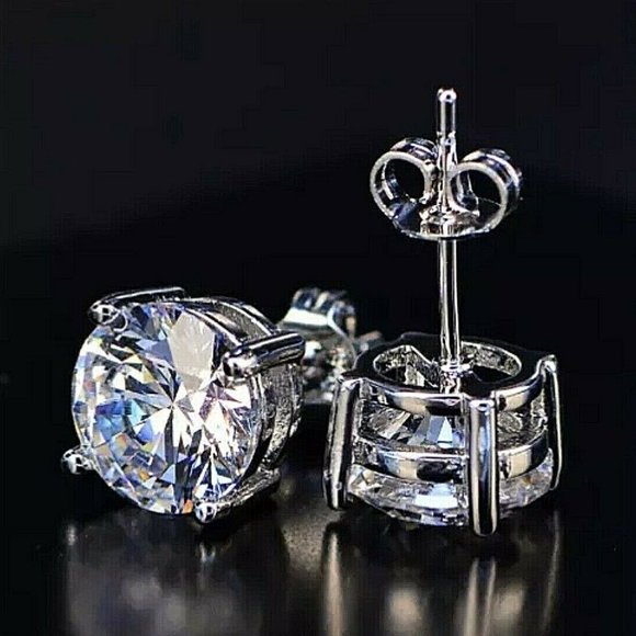 2CT ROUND VVS1 DIAMOND PUSH BACK EARRINGS! - Picture 3 of 6
